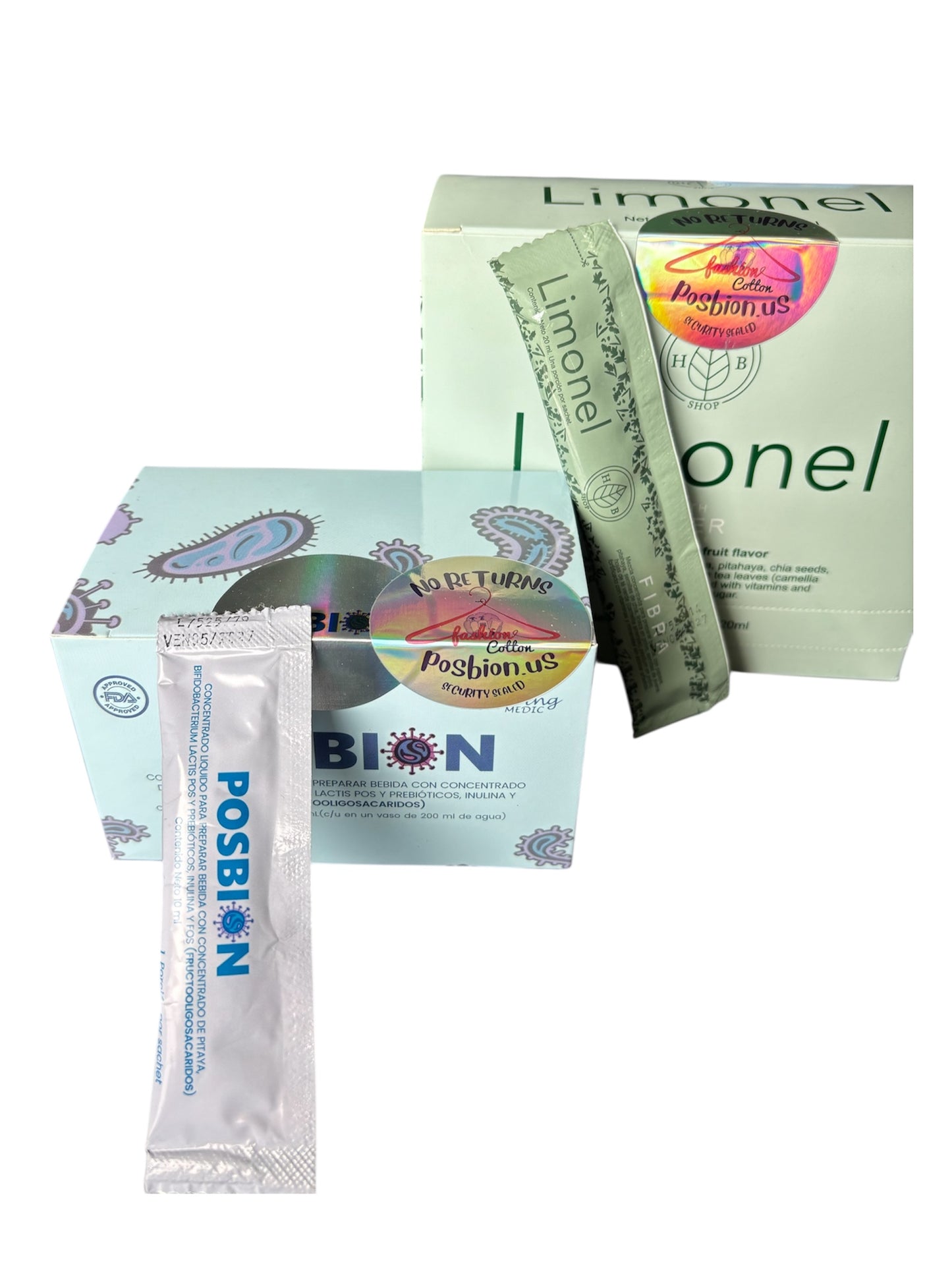 Descubre los beneficios de comprar Posbion y Limonel Fibra juntos: fortalece tu microbiota, mejora la absorción de nutrientes y apoya la recuperación postquirúrgica. Posbion actúa como posbiótico avanzado, y Limonel Fibra regula el tránsito intestinal con su sabor a limón. Vive el bienestar integral con este paquete exclusivo de Fashioncottonllc