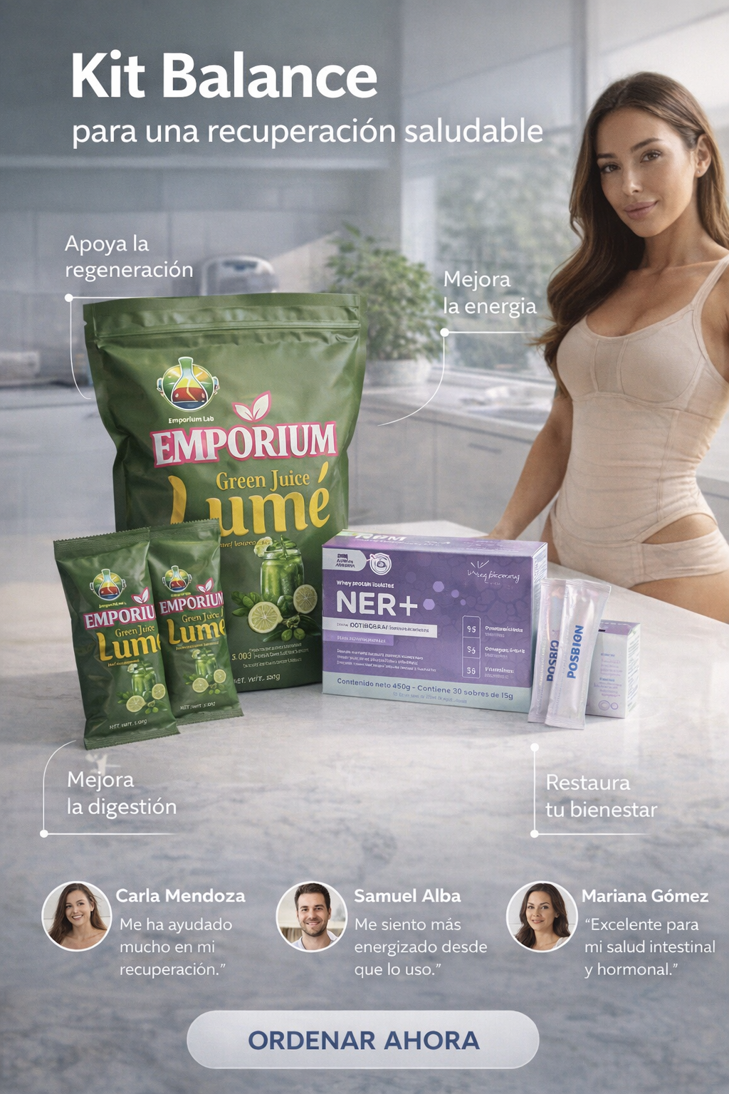 Kit POSBION BPL1® HT + Ner+ Proteína + Green Juice | Bienestar Diario