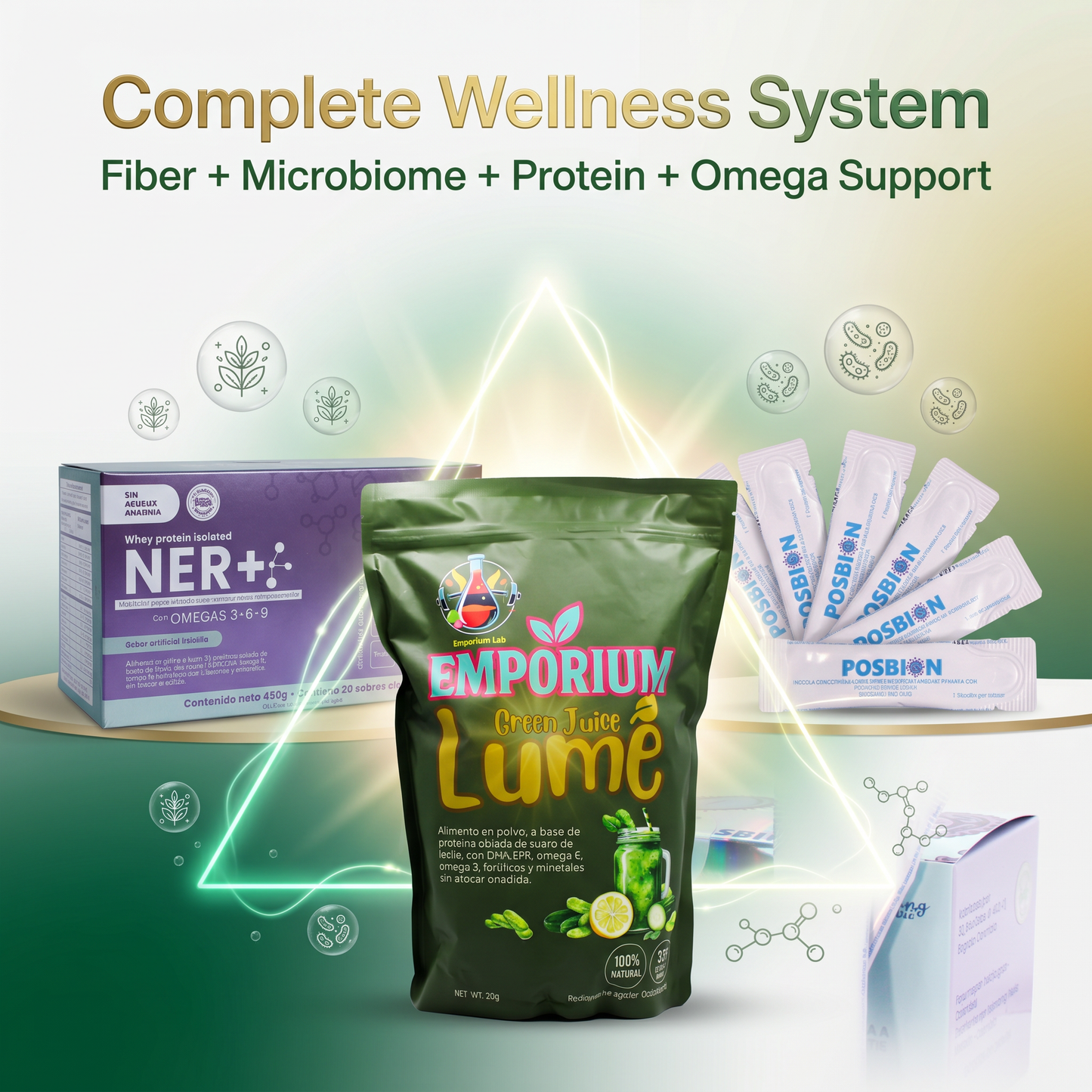 Kit POSBION BPL1® HT + Ner+ Proteína + Green Juice | Bienestar Diario