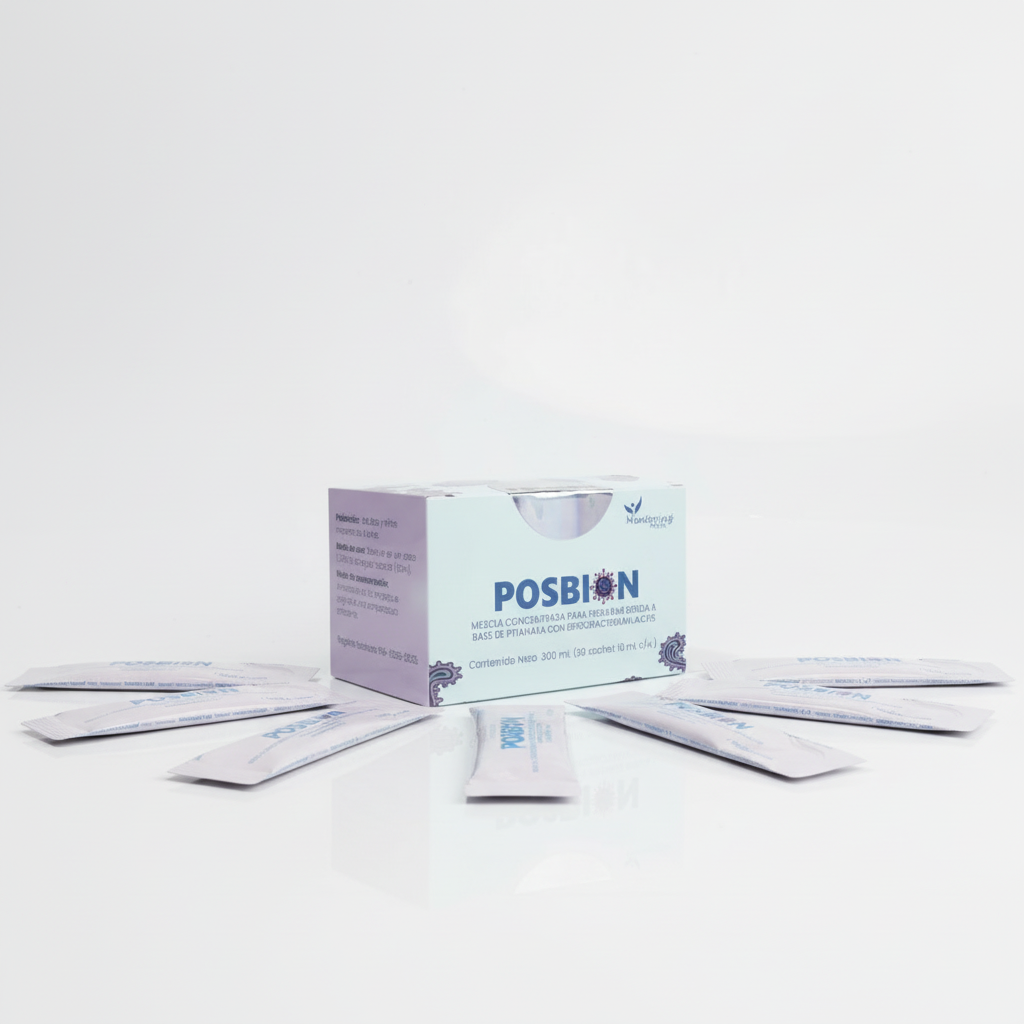 Box of POSBION with multiple packets on a white background, usa