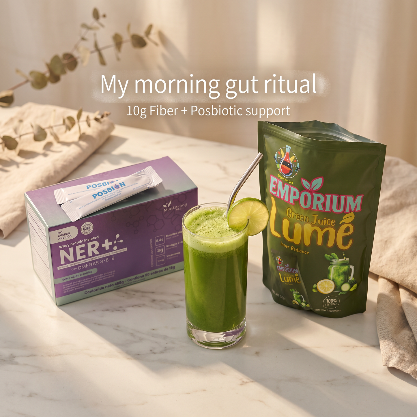 Kit POSBION BPL1® HT + Ner+ Proteína + Green Juice | Bienestar Diario