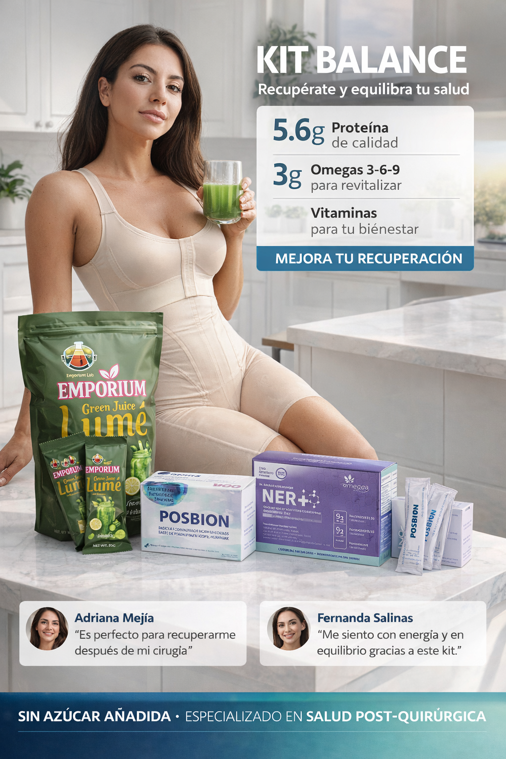 Kit POSBION BPL1® HT + Ner+ Proteína + Green Juice | Bienestar Diario