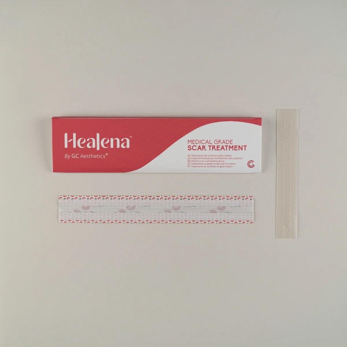 Healena medical grade scar treatment packaging on a light gray background en Estados Unidos