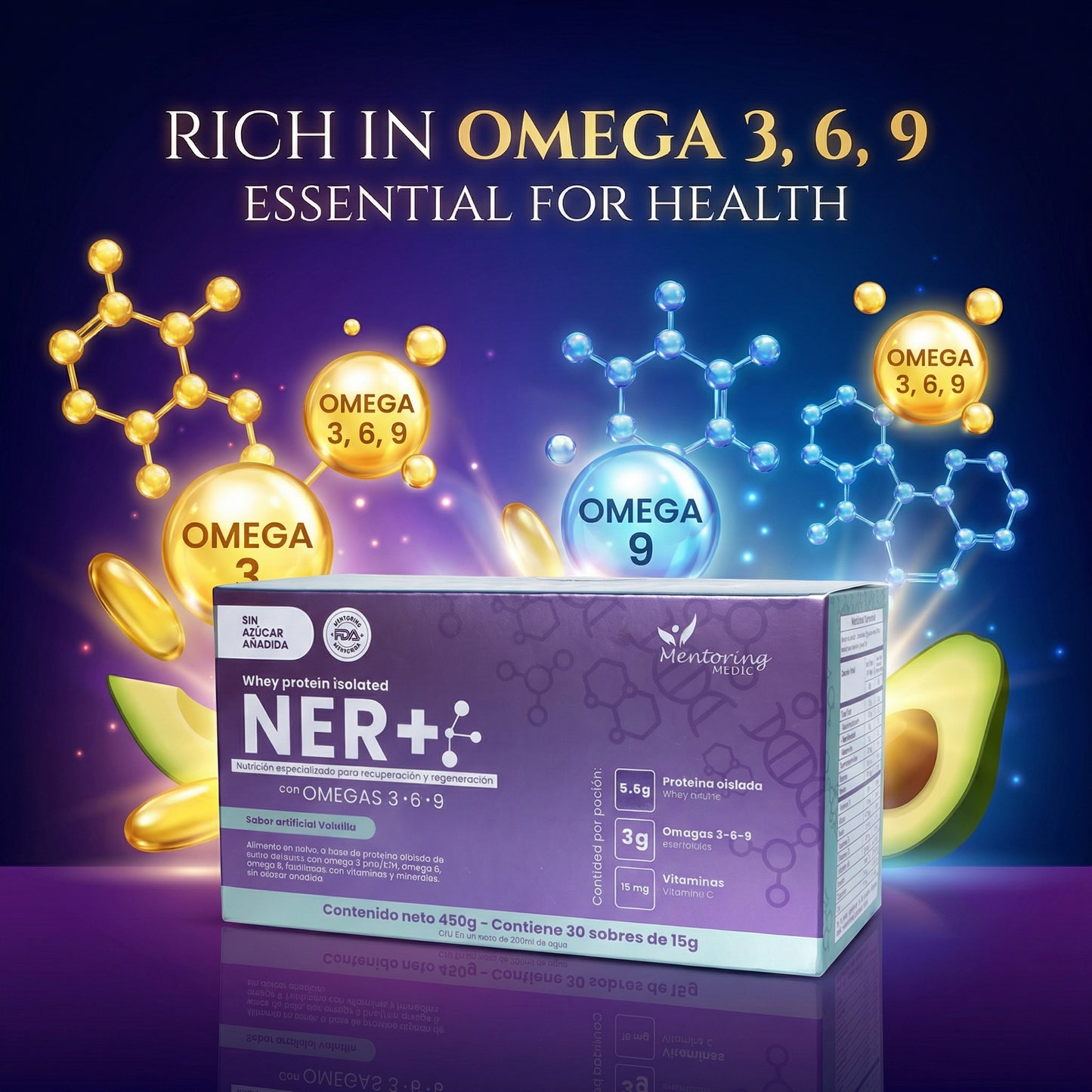 Ner+ protein with omega 3,6,9, Medical protein